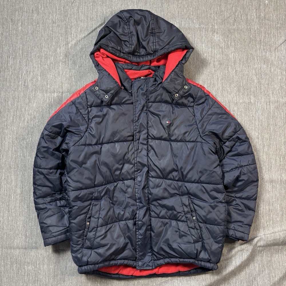 Navy Tommy Hilfiger puffer jacket with red accents - XL